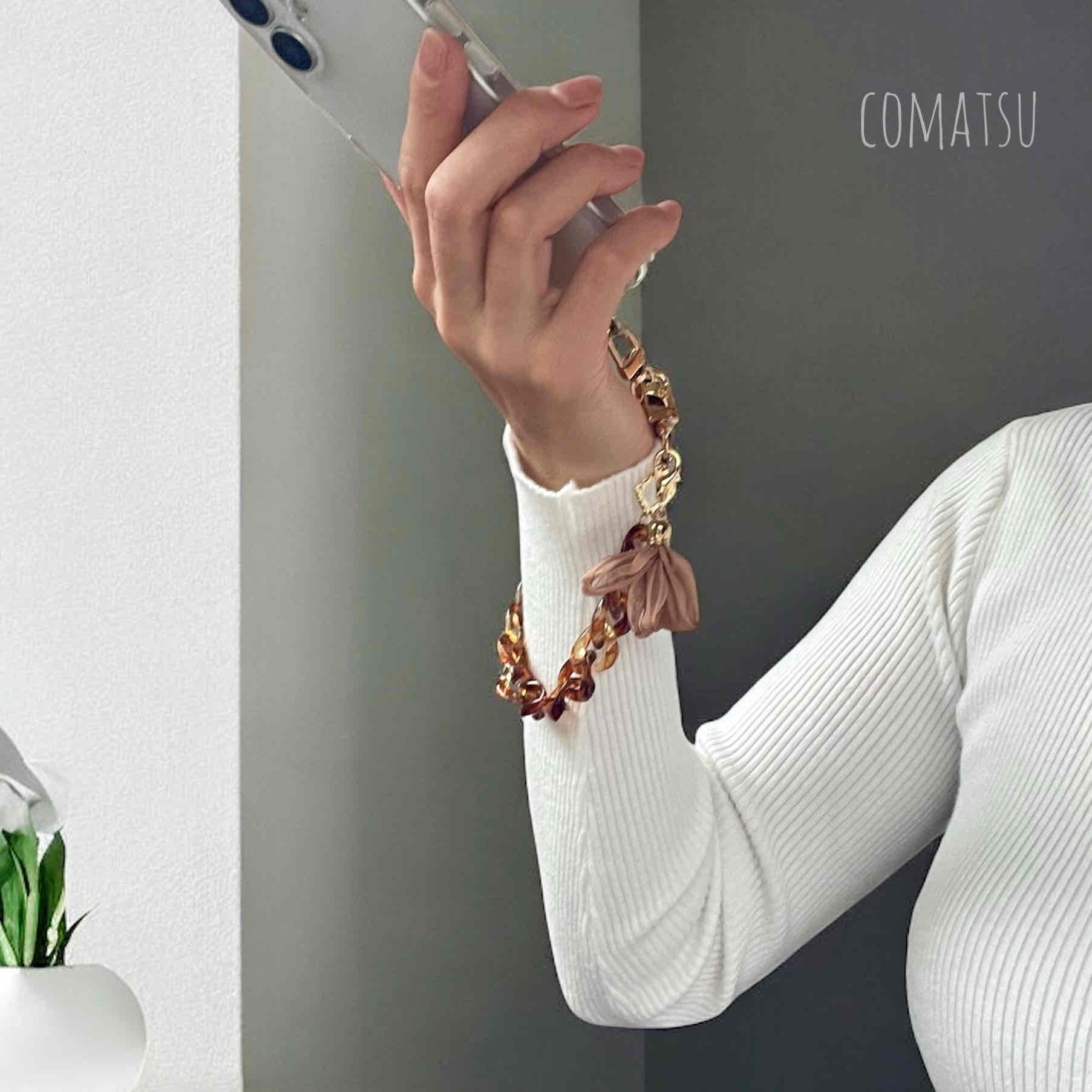 べっ甲Brown ハンドストラップ 落下防止スマホストラップ 手首 リストストラップ | 7枚目